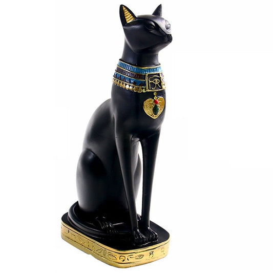 تمثال قطة مصرية من الراتنج تمثال أنيمي الآلهة المصرية تمثال النحت شريط المنزل مكتب سطح المكتب الديكور (كبير)
