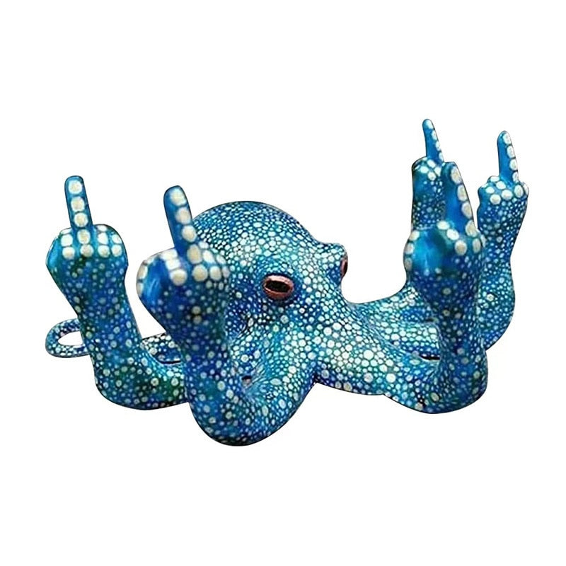 Middelvinger octopus standbeeld hars ornament voor tuin indoor buitentuin huis decor lumineuze standbeeld gebaar sculptuur 2023