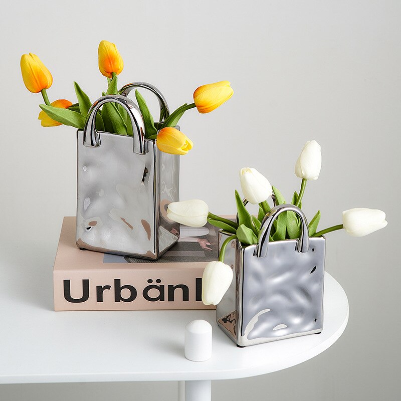 Vaso portatile nordico vaso di fiori in ceramica moderno accessori per la casa accessori soggiorno decorazione da giardino ornamenti camera da letto