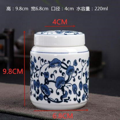 Kinesisk blå og hvid porcelæn keramik tebeholder Tieguanyin forseglede beholdere Rejse tepose opbevaringsboks kaffebeholder