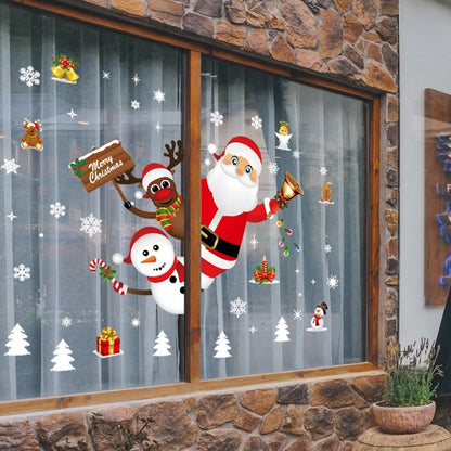 1set Santa Claus Snowman Elk Window Stickers Snowflake Electrostatic Wall Sticker 2023 Christmas Decoration for Home New Year