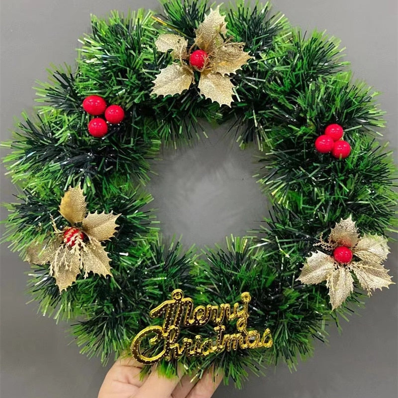1PCS vánoční věnce dveře zavěšení ratanového místa konání vánoční dekorace girland pro domácí párty dekor 2023 Nový rok