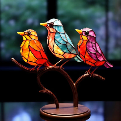 Aves de acrílico manchado en la rama adornos de escritorio de escritorio de aves acrílicas adornos para el hogar loro colgante mejores regalos del día de la madre