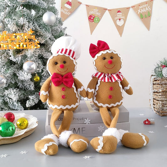 Boneka jahe besar boneka Natal boneka mewah boneka xmas pohon ornamen anak baru hadiah 2023 dekorasi natal untuk rumah