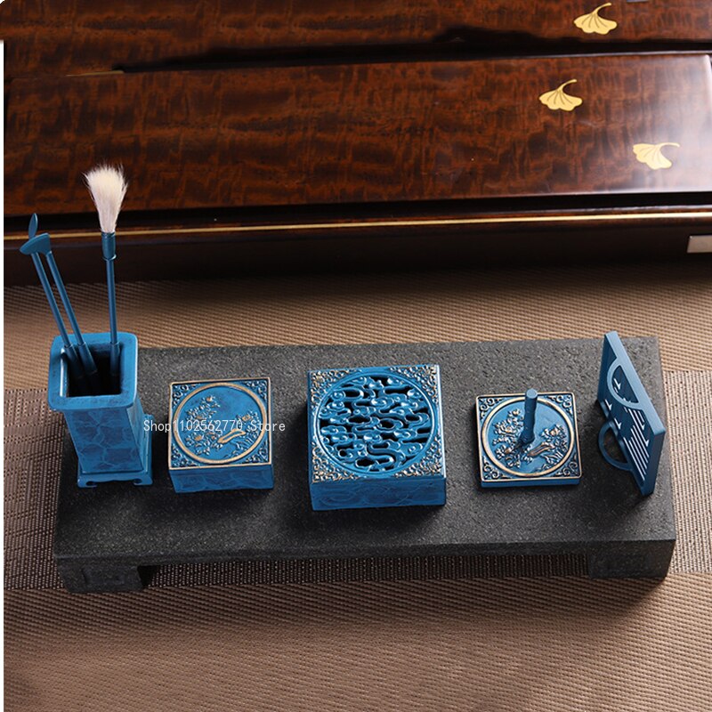 10 Pieces Incense Tool Set Pure Copper Seal Incense Burner Shovel Spoon Ash Pressure DIY Home Office Play Seal Extension Tool