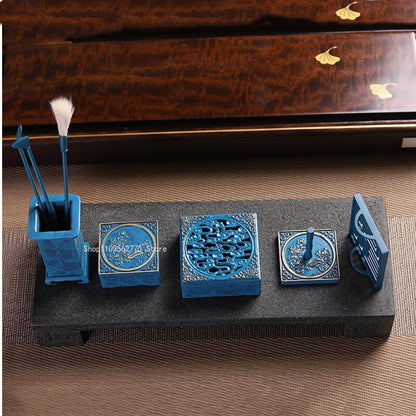 10 Pieces Incense Tool Set Pure Copper Seal Incense Burner Shovel Spoon Ash Pressure DIY Home Office Play Seal Extension Tool