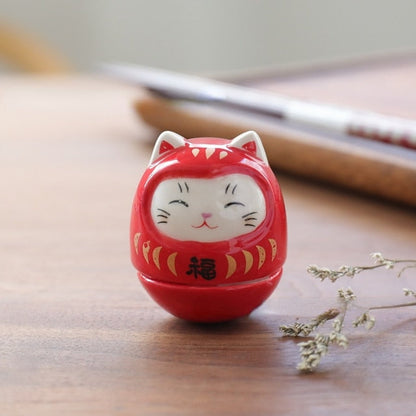 Japansk keramisk daruma håndverk tegneserie heldig katt formue ornament landskap hjem dekor tilbehør gaver stue dekorasjon