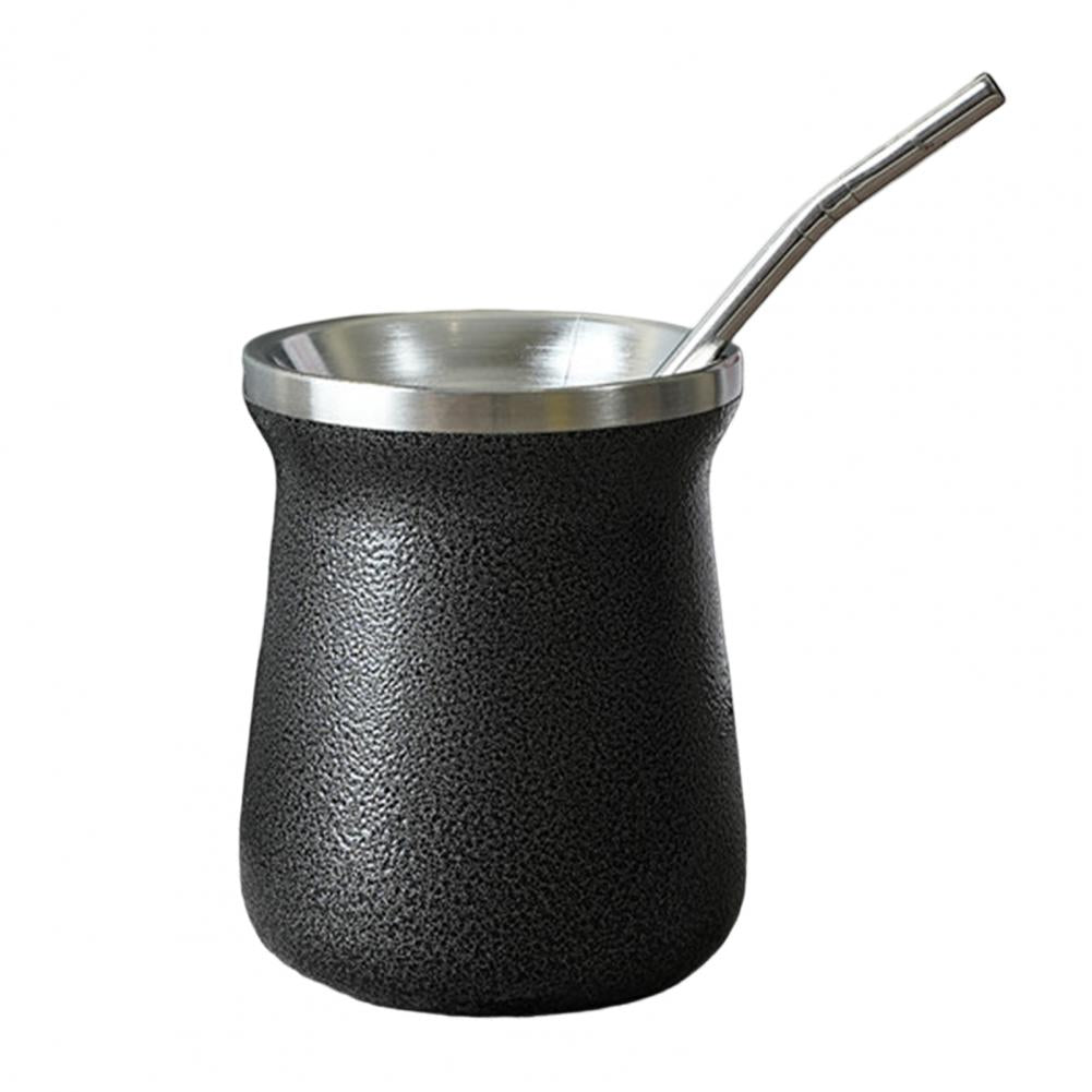 Practical Mate Cup Stainless Steel Tea Cup with Straw Anti-rust Portable Drinking Mate Cup  Drinking Water