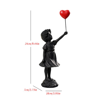 Latająca balonowa dziewczyna figurka, banksy dekoracja domu współczesna rzeźba sztuki, ozdoba rzemieślnicza figurki, posąg kolekcjonerski
