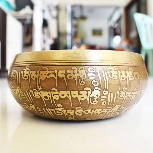 12CM Nepal Handmade Singing Bowls Set Buddha Mantra Design Tibetan Sound Bowl for Yoga Chanting Meditation Decoracion