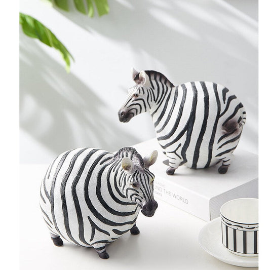 Artefak Zebra Resin Nordik Patung Kuda Belang Pasangan Ornamen Abstrak Potongan Dekorasi Belajar Rumah Dekorasi Kamar Anak-anak