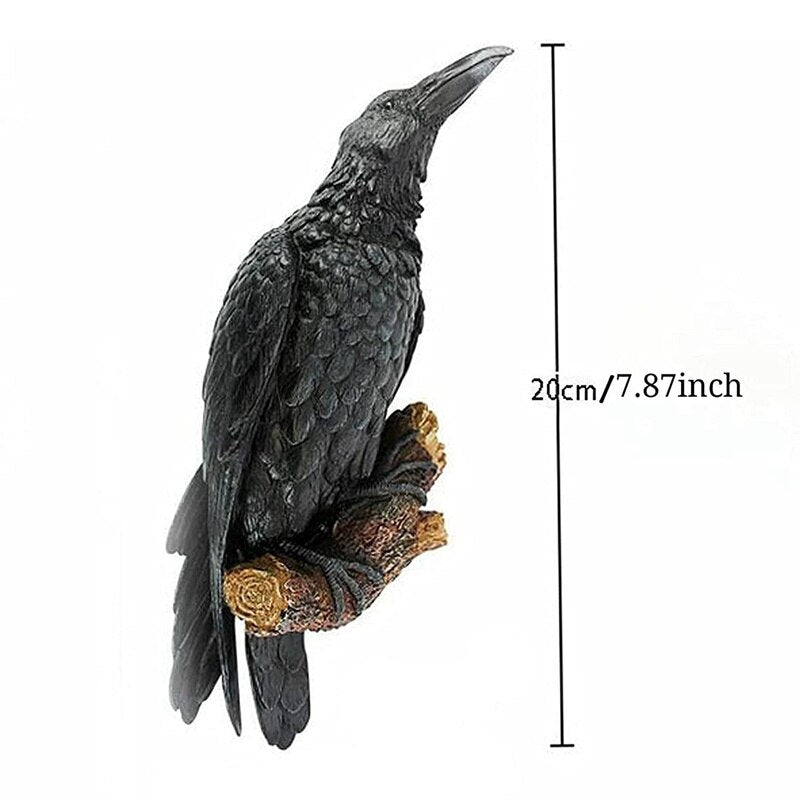 Väärennetty Raven hartsi patsas lintu variksen veistos ulkona varat Halloween sisustus luova puutarhapihan piha -eläinten sisustus