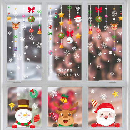 1Set Santa Claus Snowman Elk Window Stickers Snowflake Electrostatic Wall Sticker 2023 Juledekoration til hjem nytår