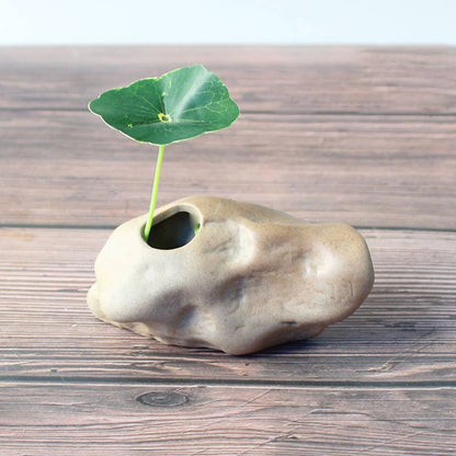Stone Shape Small Vase Home DesktopCreative Ornaments Ceramic Stoneware Zen Hydroponic Plant Pots Small Fresh Flower Inserts