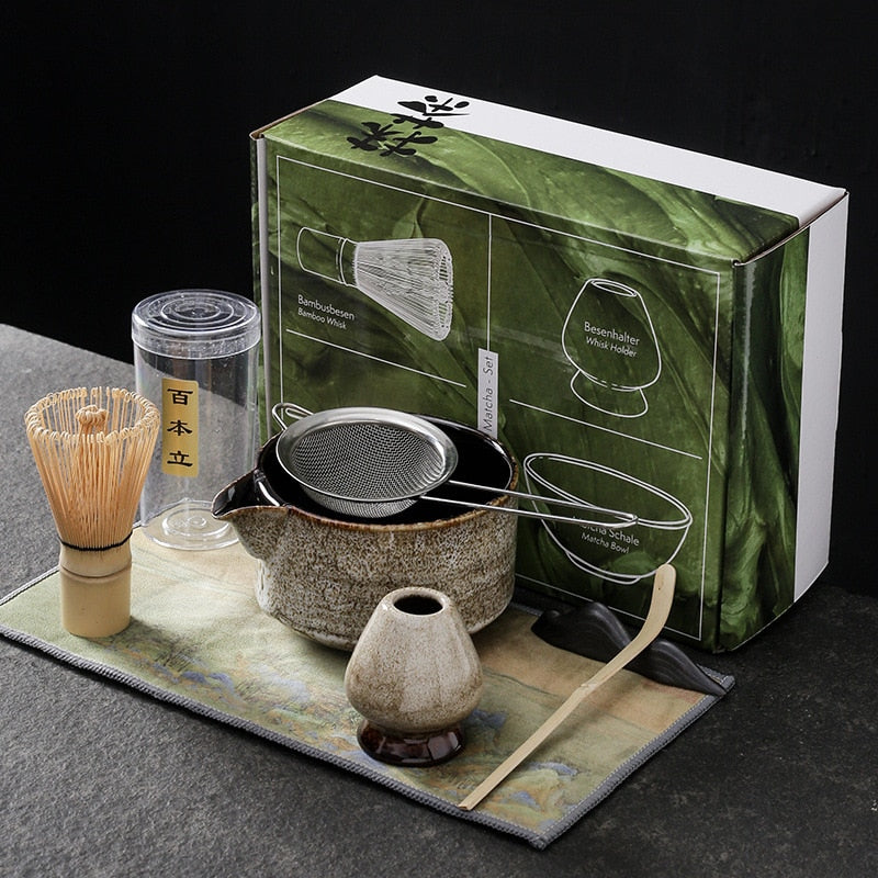 Conjunto japonês de chá matcha bambu colher de chá para bebidas de chá de chá interno