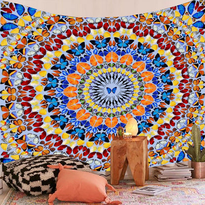 Indisk mandala tapestry væg hængende farverig boho boligindretning strand kast tæppe tæppe værelse indretning æstetisk bohemiske tapisserier