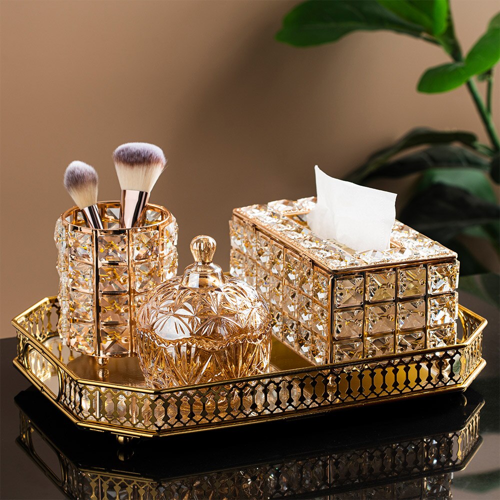 Nordic Diamond ołówek wazony tkanki pudełko do domu do przechowywania metalowa serwetka luksusowa sypialnia kuchnia dekoracje domowe dekoracja domu