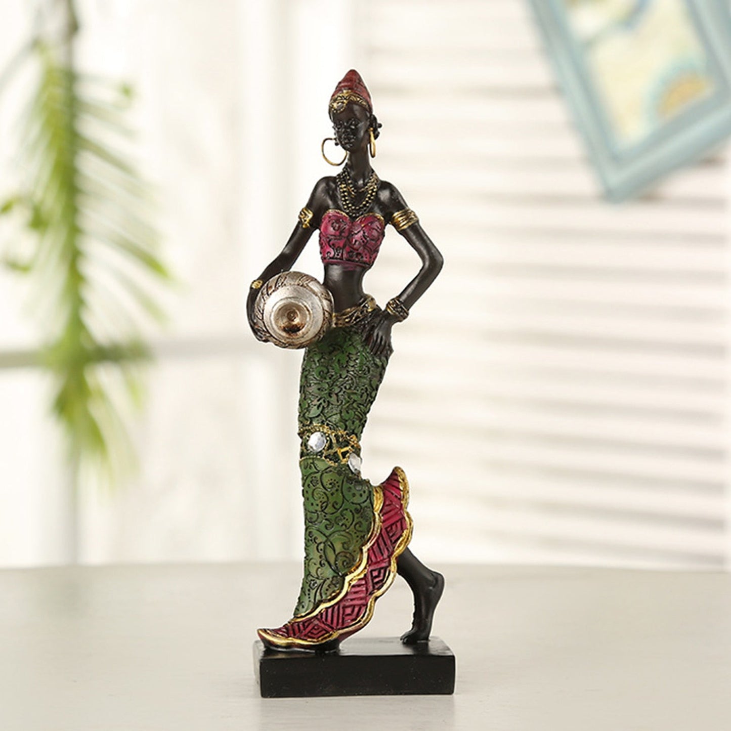 Figurines miniatures de femmes dansantes africaines, Sculpture de dame tribale, Art de collection, décoration de la maison pour bureau, meuble TV 