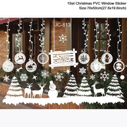 1set Santa Claus Snowman Elk Naklejki okienne naklejki na ścianę elektrostatyczną 2023 Dekoracja Bożego Narodzenia na Nowy Rok w domu