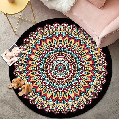 Bohemian Style Round Carpet Decoration Home Large Size Bedroom Rugs Fluffy Soft Carpet for Living Rooms Short Plush Floor Mats