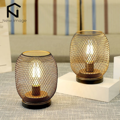Lampada da tavolo in gabbia in metallo da 2 pezzi Lampada a forma di lanterna a forma di batteria a forma di lanterna per matrimoni per matrimoni decorazioni per la casa a candela