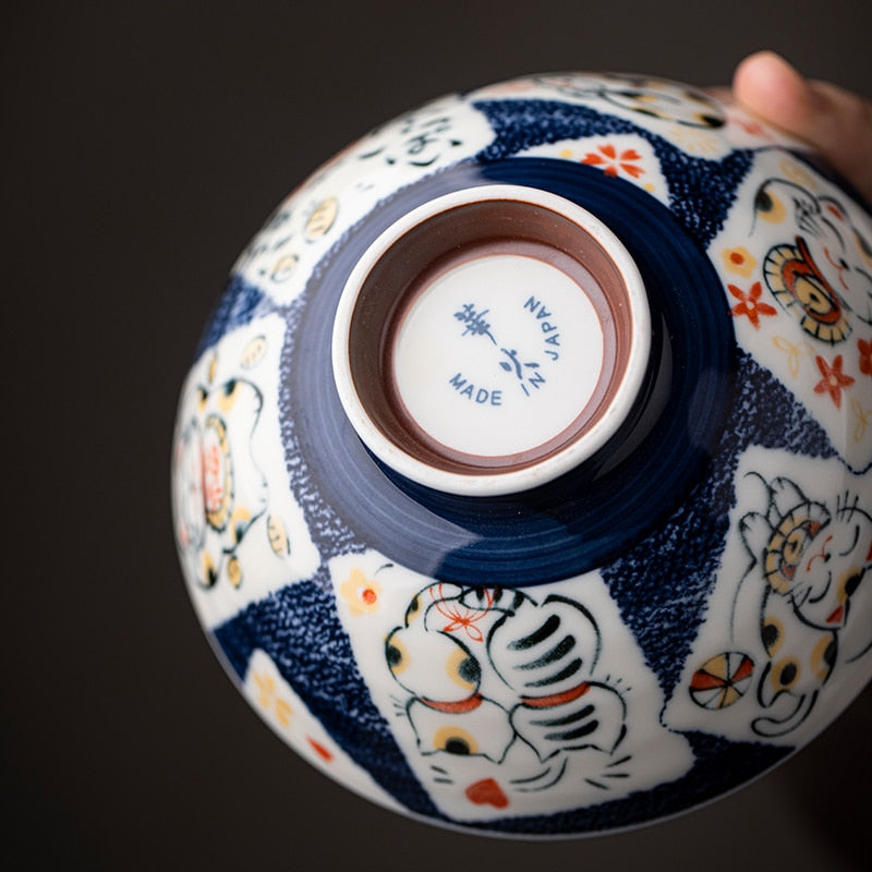 Japanese Lovely Cat Ceramic Matcha Bowl with Bamboo Whisk and Chasen Holder