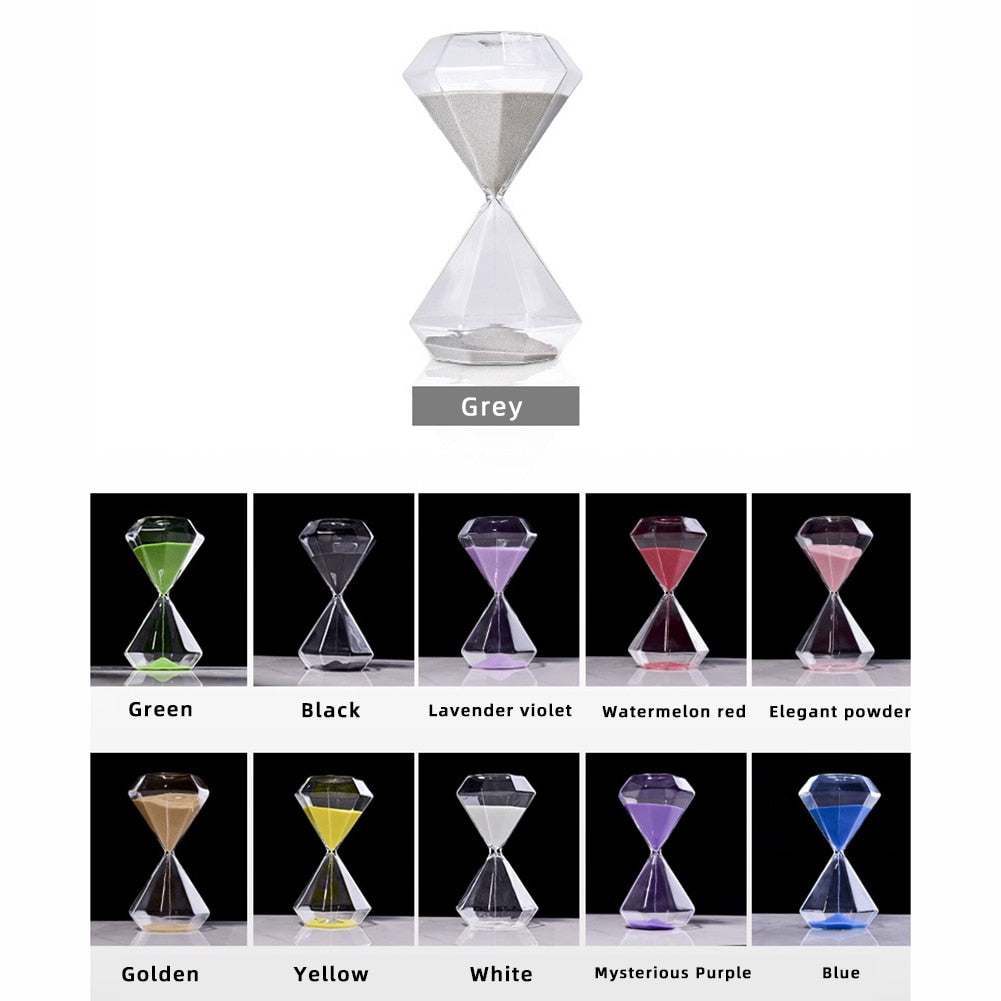 5-60 minutos Reloj de arena de diamante Glassglass Sandglass para niños Regalos Temporizador de arena Decoración del hogar Disponible en múltiples opciones de color