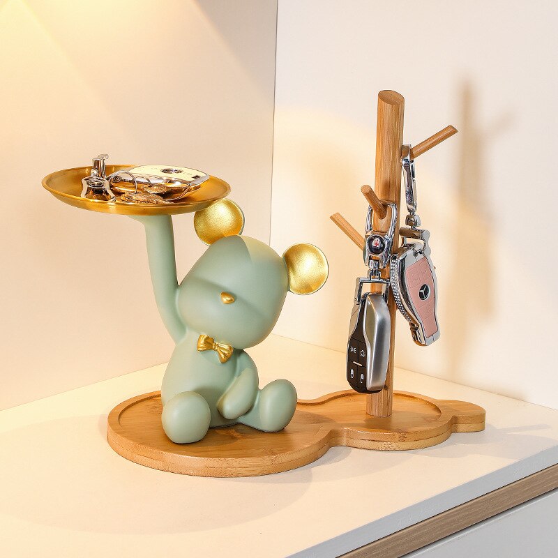 Ny harpiksbjørn oppbevaringsbrett Nordiske kreative figurer Ornamenter Porch Desk Hjem Dekorasjon Keys Candy Story Story Dekor