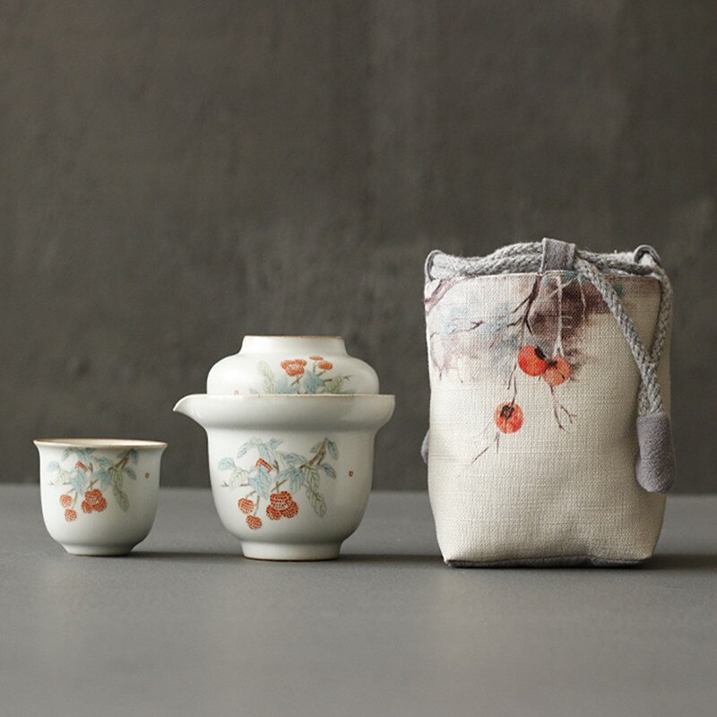 Keramik portabel pot teh dan cangkir set teh Cina infuser upacara teh khusus persediaan perjalanan teh set panci dua cangkir