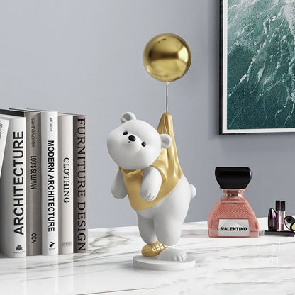 Creative Balloon Polar Bear Resina Ornamentos de Decoração de Casa Artesanato Estátua Mesa de Escritório Figuras Decoração Bookcase Sculpture Craftsd
