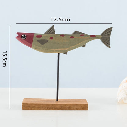 Nordic Wood Fish Sculpture Animal Artistic Sculpture Living Room Office Home Decoratie Handgemaakte ambachten vakantiegeschenk