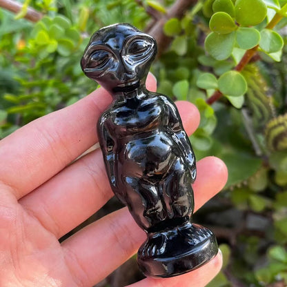 High-quality obsidian 、Yooperlite Alien Skulls Stone Carving Figurine Healing Crystal Statue Home Decoration Gemstone Craft Gift