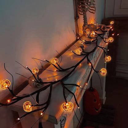 Halloween -koristeellinen viiniköynnös LED -simuloitu puu Light Spider Bat Brank Light Ghost Festival Atmosphere Decoration Light