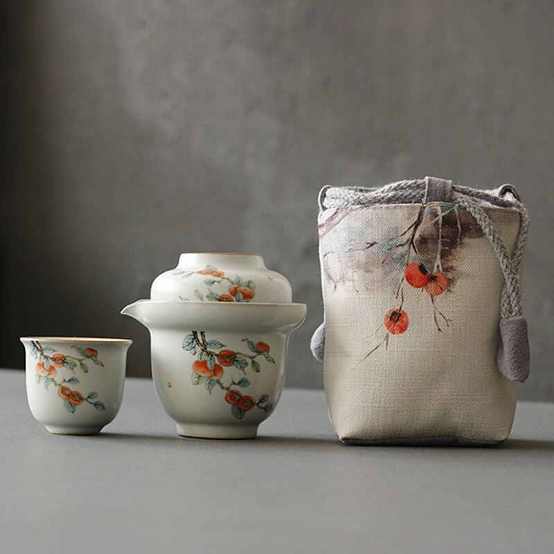 Portable Ceramics Tea Pot en Cup Set Chinese thee -infuser Aangepaste theeceremonie Supplies Travel Tea Set een pot met twee kopjes