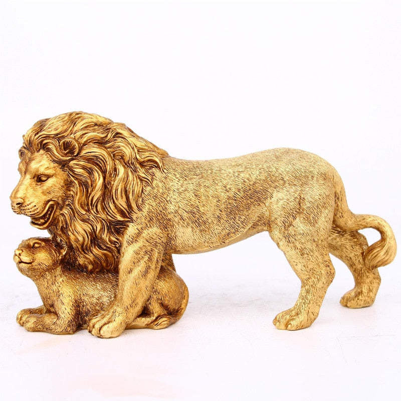 Kreatywna europejska figurka Złote Lion Ornament Dekoracje domowe Dekoracje biurowe