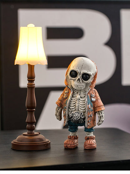 Skelet -beeldjes Creative Resin Hand Crafts Standbeeld Skull Halloween Skull vreselijke ornamenten voor thuisbureau TV Cabinet Decor
