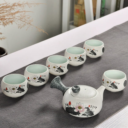 Teh kung fu Cina set putih keramik portabel portabel porselen teaset cangkir teh teh gaiwan pot teh teh