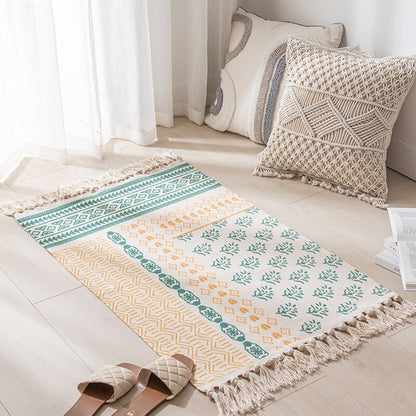 Tappeto vintage in linea di cotone tappeto vintage tappeto boho decors estetico per letto tappeti da letto soggiorno semplice tappetino da pavimento in casa