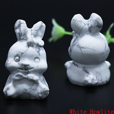1.4 "Linda estatua de conejo de piedra natural Cristal Hand tallado Figurado de animales REIKI REBAJE DE CABICACIÓN REDICIOS DEL PARA LA