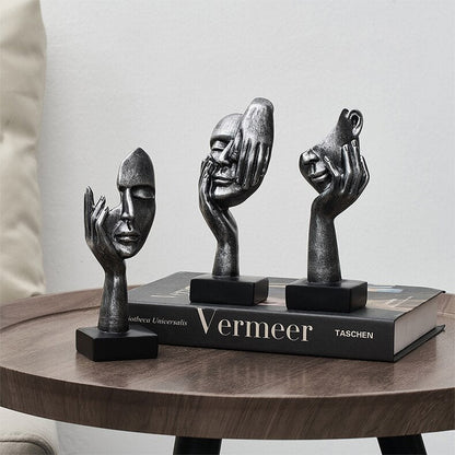 Moderne Noordse woninginrichting Human Face Miniatures Desk Accessoires Denker Sculpturen Figurines Room Decoratie Metaal Figurine