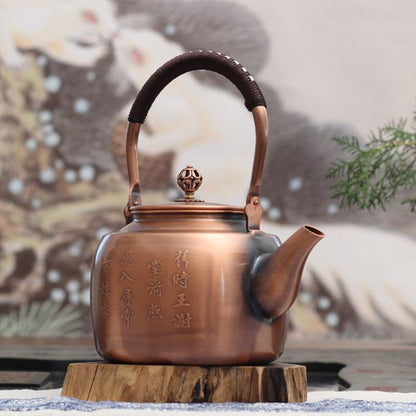 1.7l kırmızı bakır su ısıtıcısı saf el yapımı bakır çaydanlık kung fu çay su ısıtıcısı büyük kapasite kaynatma su su ısıtıcısı antika mutfak eşyaları