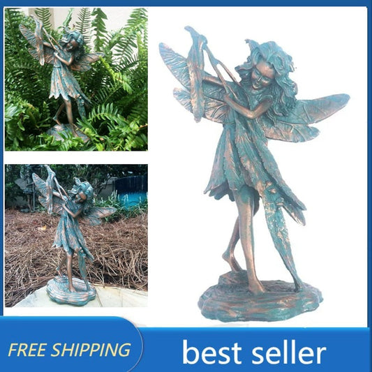 Hjem Patio & Garden Statue Figurine Homestyles 9.5 "H Samantha Willow Fairy in Bronze Patina Room Decoration
