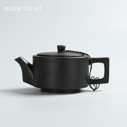 Yaratıcı Kaba Çömlek Çamar Teapot Teap Infuser Antika Siyah Porselen Puer'EH Çay Pot Japon Çay Seti El Yapımı Seramik TeAware