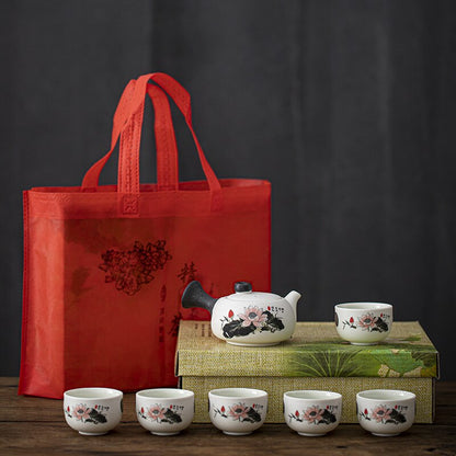 Snowflake Glaze Ceramic Kung Fu Tea Set Geschenkdoos Teaware Pottery Creative Tea Pot en Cup Set Tea Cup Set van 6 Chinese theeset