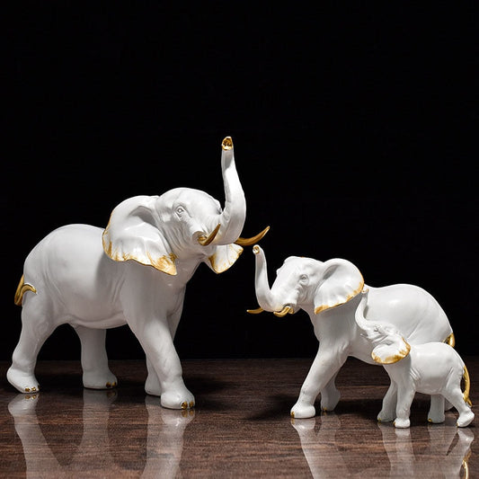 Figuras de elefante de resina para fortuna interior Lucky Ornament Home Collection Objeto de sala de estar de acessórios decorativos