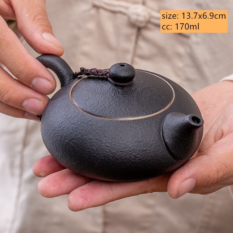 Kreativní hrubá čajová teapot čajový teapot Infuser Antique Black Porcelain Puer'eh čajový hrnec japonský čaj