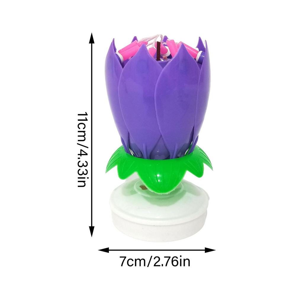 Rotating Lotus Birthday Candle Lotus Candle Singing Candle-Powered Spinning Cake Topper Reusable Birthday Candle For Home Decor