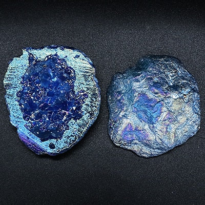 Natural Agate Elektroplateret farverig cornucopia Reiki Healing Raw Crystal Geode Prøve Rumindretning Mineral Husdekoration