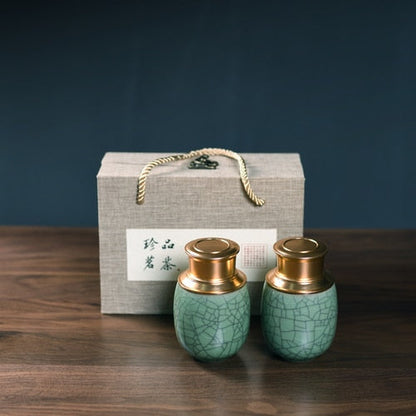 Keramik teh caddy cover logam disegel kotak teh teh dengan kotak hadiah wadah teh teh organizer stoples tangki penyimpanan kotak penyimpanan kotak penyimpanan