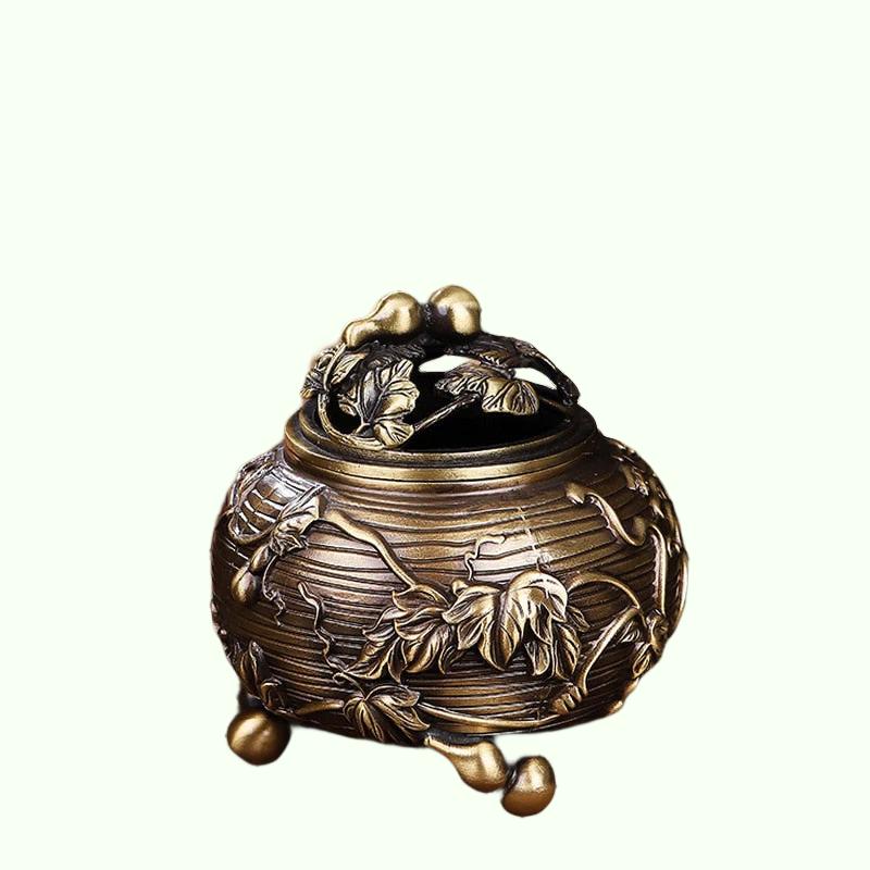 Gourde rotin poêle cuivre brûleur d'encens cuivre métal artisanat brûleur d'encens artisanat créatif ornements cuivre brûleur d'encens